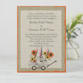 Invitation Mariage de Wagon du pays de tournesol orange (Debout devant)