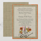 Invitation Mariage de Wagon du pays de tournesol orange (Devant / Derrière)