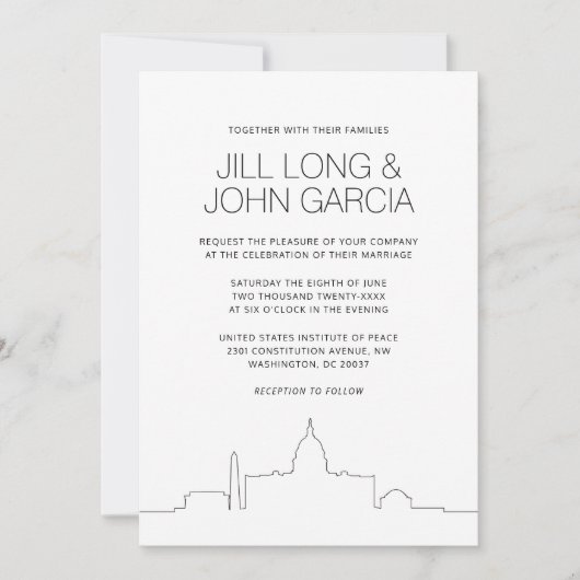 Invitation Mariage de Washington DC (Devant)