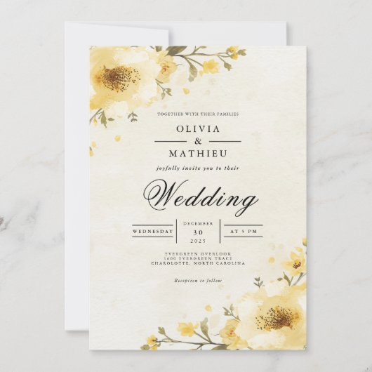 Invitation Mariage de Whimsy jaune or (Devant)