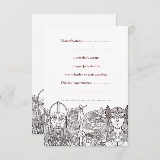 Invitation Mariage de Woden & Fríge RSVP (Devant / Derrière)