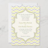 Invitation Mariage de zigzag de chevron gris jaune moderne (Devant)