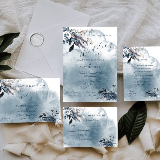 Invitation Mariage d'eau bleu