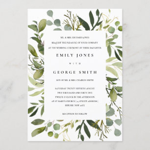 INVITATION MARIAGE D'EAU EN COULEUR D'EAU EN FEUILLE BLANCHE