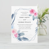 INVITATION MARIAGE D'EAU FLEURIE BLEU DOUX BLEU FLEURIS (Debout devant)