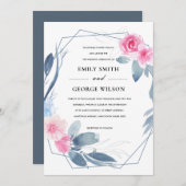 INVITATION MARIAGE D'EAU FLEURIE BLEU DOUX BLEU FLEURIS (Devant / Derrière)