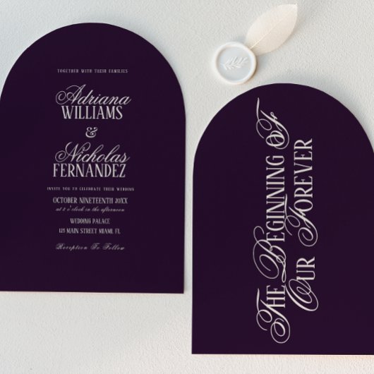 Invitation Mariage Début de Notre Éternité en Prune
