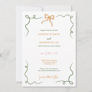 Invitation Mariage décalé coloré à la main tiré