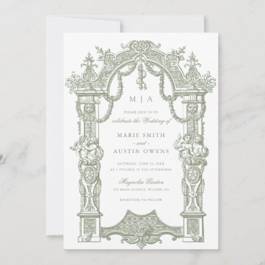 Invitation Mariage d'échelle de trame de bordure élégante (Devant)