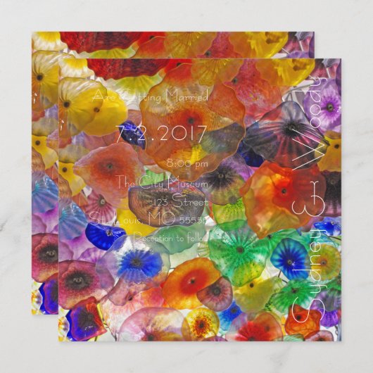 Invitation Mariage d'éclairage de verre (Devant / Derrière)