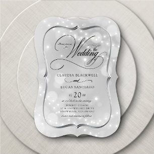 Invitation Mariage d'éclairage Silver Bokeh