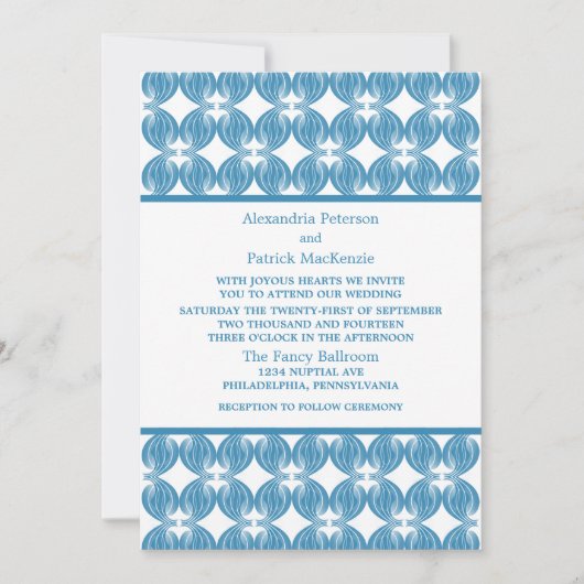 Invitation Mariage Déco Moderne Bleu Invite (Devant)