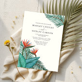 Invitation Mariage Décontracté à feuilles de palmier tropical
