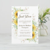 Invitation Mariage décontracté avec des tournesols, évasion e (Debout devant)