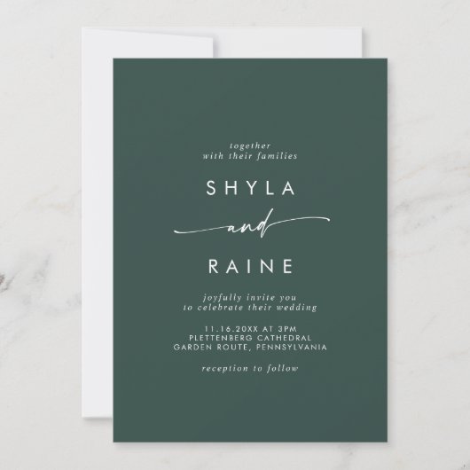 Invitation Mariage Décontracté Boho Chic Emerald Vert (Devant)