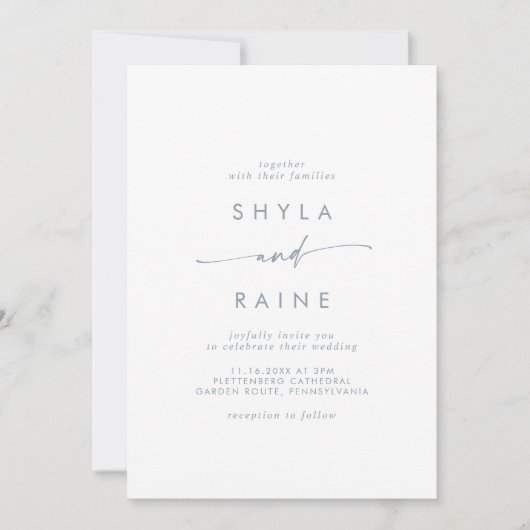 Invitation Mariage Décontracté Boho Chic Slate Blue (Devant)