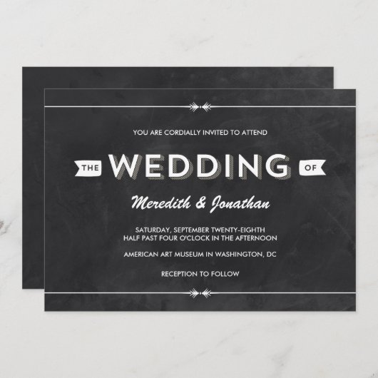 Invitation Mariage décontracté Chalkboard (Devant / Derrière)