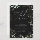 Invitation Mariage Décontracté de couronnes noires et or vert (Devant)
