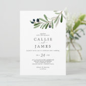 Invitation Mariage Décontracté de la Branche d'olive moderne (Debout devant)