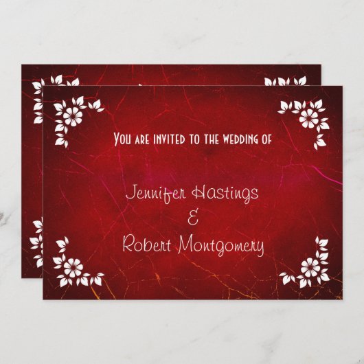 Invitation Mariage Décontracté de texture Abstraite rouge (Devant / Derrière)