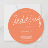 Invitation Mariage décontracté de typographie de corail (Devant)