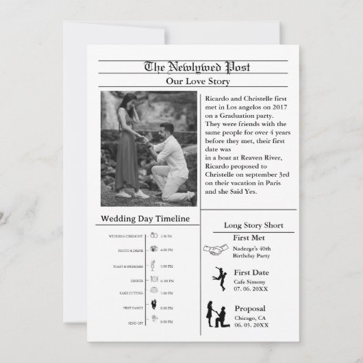 Invitation mariage décontracté du journal de script enregistr (Dos)