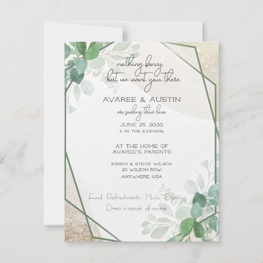 Invitation Mariage Décontracté Eucalyptus Frame (Devant)