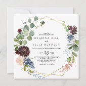 Invitation Mariage Décontracté géométrique Burgundy Gold (Devant)