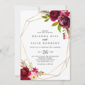 Invitation Mariage Décontracté géométrique Rustique Bourgogne (Devant)