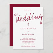 Invitation Mariage décontracté moderne de typographie de Bour (Devant / Derrière)