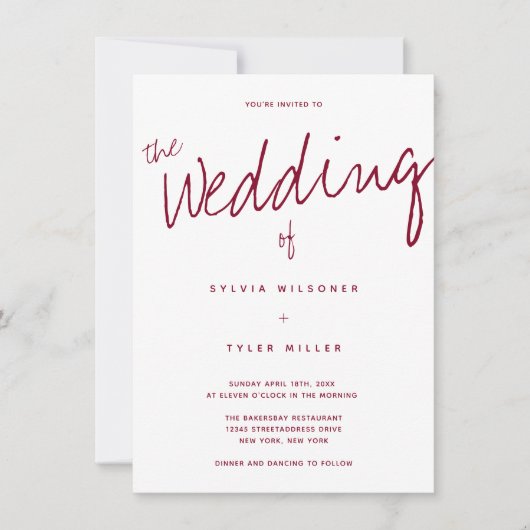 Invitation Mariage décontracté moderne de typographie de Bour (Devant)