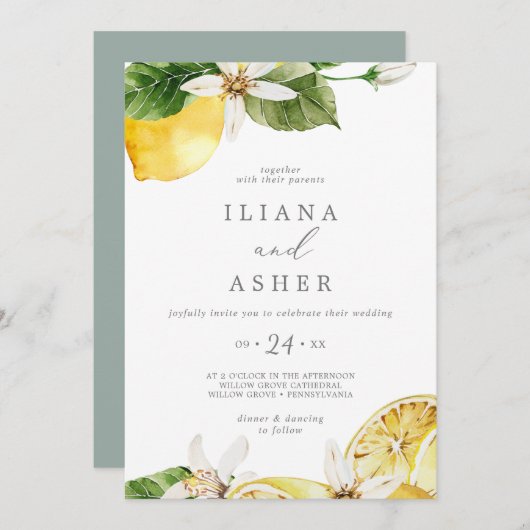 Invitation Mariage Décontracté moderne Lemon Garden (Devant / Derrière)