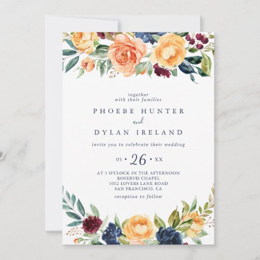 Invitation Mariage Décontracté multicolore élégant (Devant)