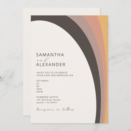 Invitation Mariage Décontracté Neutral Ombre Boho Arc-en-ciel (Devant / Derrière)