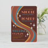 Invitation Mariage Décontracté Rainbow Swirl Retro Bold 70's (Debout devant)