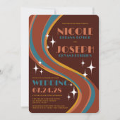 Invitation Mariage Décontracté Rainbow Swirl Retro Bold 70's (Devant)