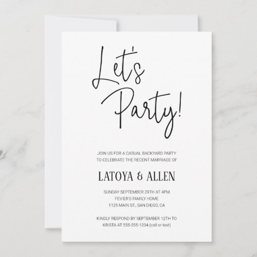 Invitation Mariage Décontracté Réception Fuite Amoureuse (Devant)