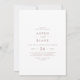 Invitation Mariage Décontracté Rose Gold Script
