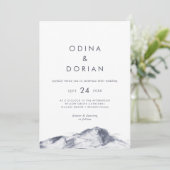 Invitation Mariage Décontracté simple en montagne (Debout devant)