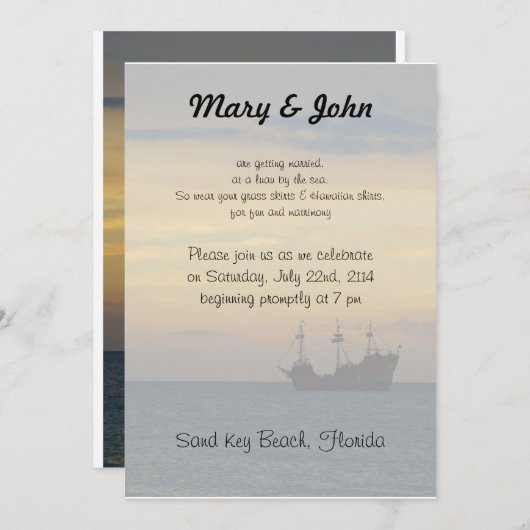 Invitation Mariage Décontracté sur la plage (Devant / Derrière)