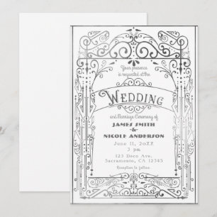 Invitation Mariage Décoration Vintage Victorienne Blanc et Ar