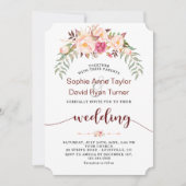 Invitation Mariage d'écriture de fleurs de Burgundy Automne (Devant)