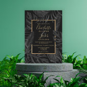 Invitation Mariage d'écriture d'or en aquarelle de feuille no