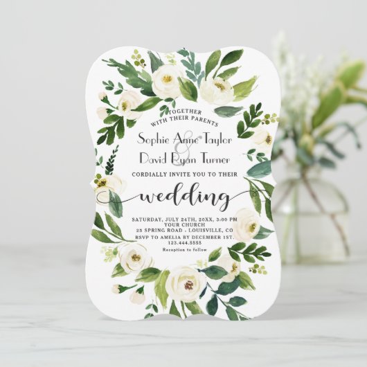 Invitation Mariage d'écriture manuscrite blanc blanc blanc (Debout devant)