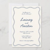 Invitation Mariage d'écriture manuscrite bleu Vintage (Devant)