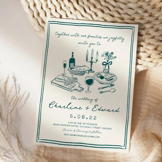 Invitation Mariage d'écriture manuscrite de dessin amusant de