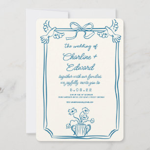Invitation Mariage d'écriture manuscrite de dessin amusant de