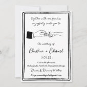Invitation Mariage d'écriture manuscrite de dessin amusant ti (Devant)