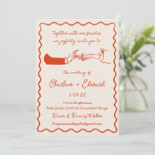 Invitation Mariage d'écriture manuscrite de dessin amusant ti (Debout devant)