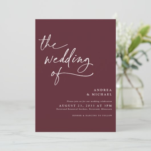 Invitation Mariage d'écriture manuscrite moderne de Bourgogne (Debout devant)